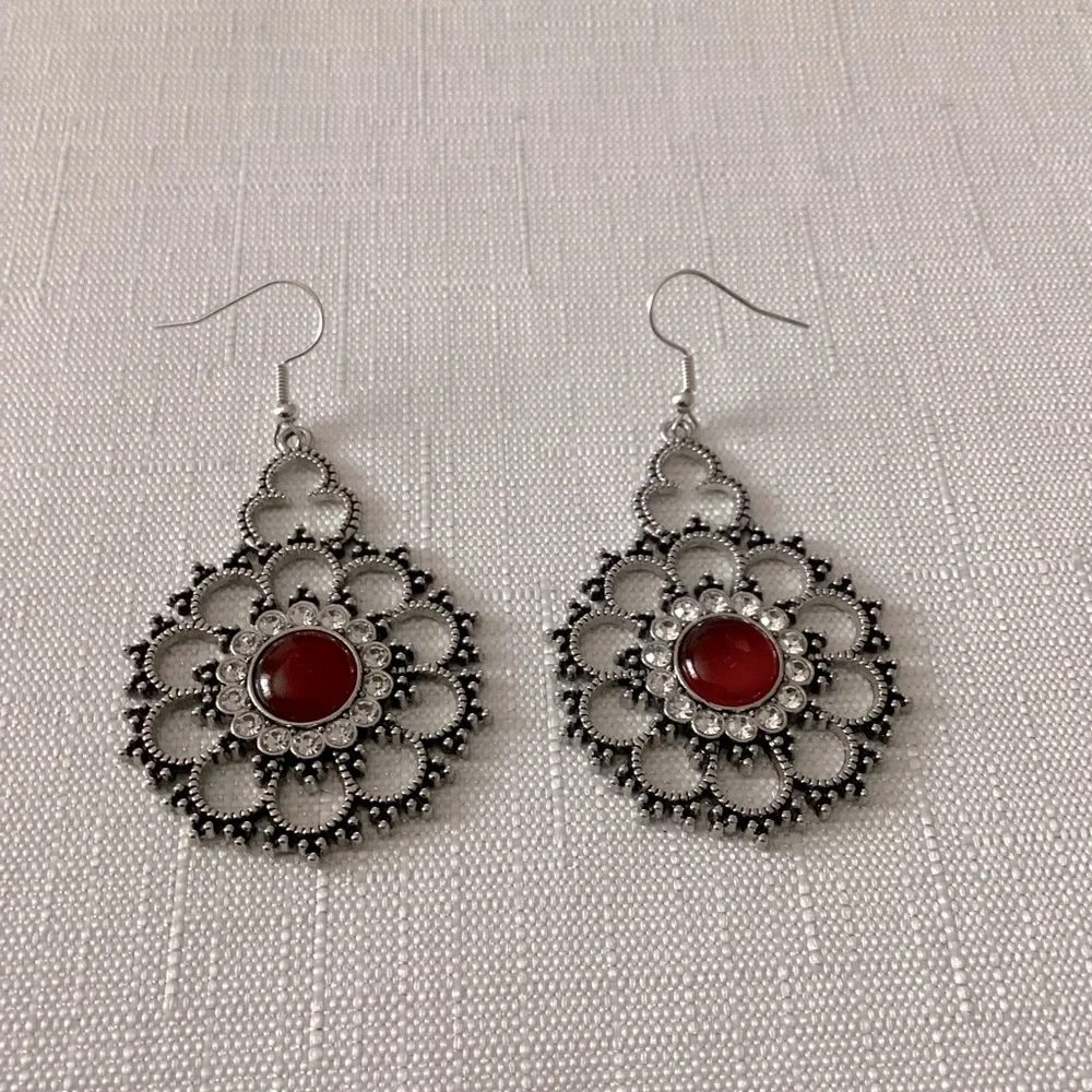 Guess Silver Tone Drop Earrings